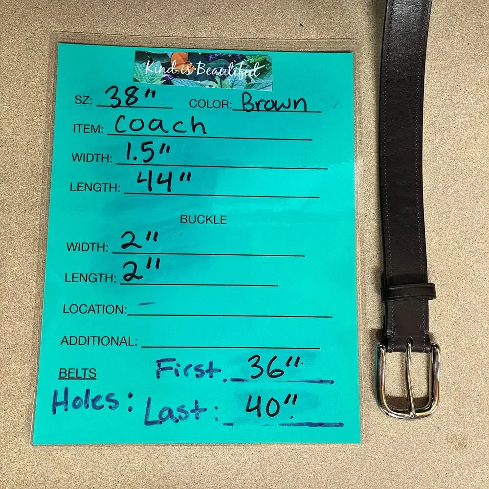 Coach Leather Dress Brown Buckle Belt Men's SZ 38